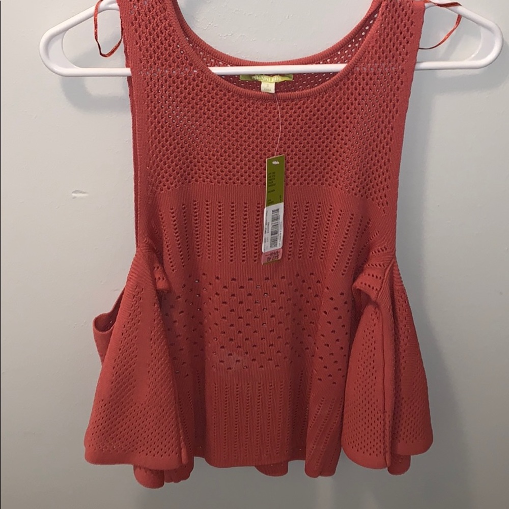 Coral Gianni bini mesh tank with bell sleeves